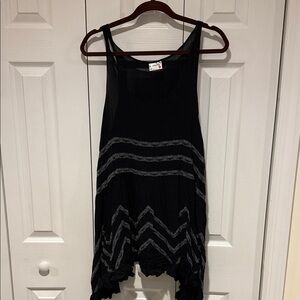 Free People Black and Gray Polka Dot Top